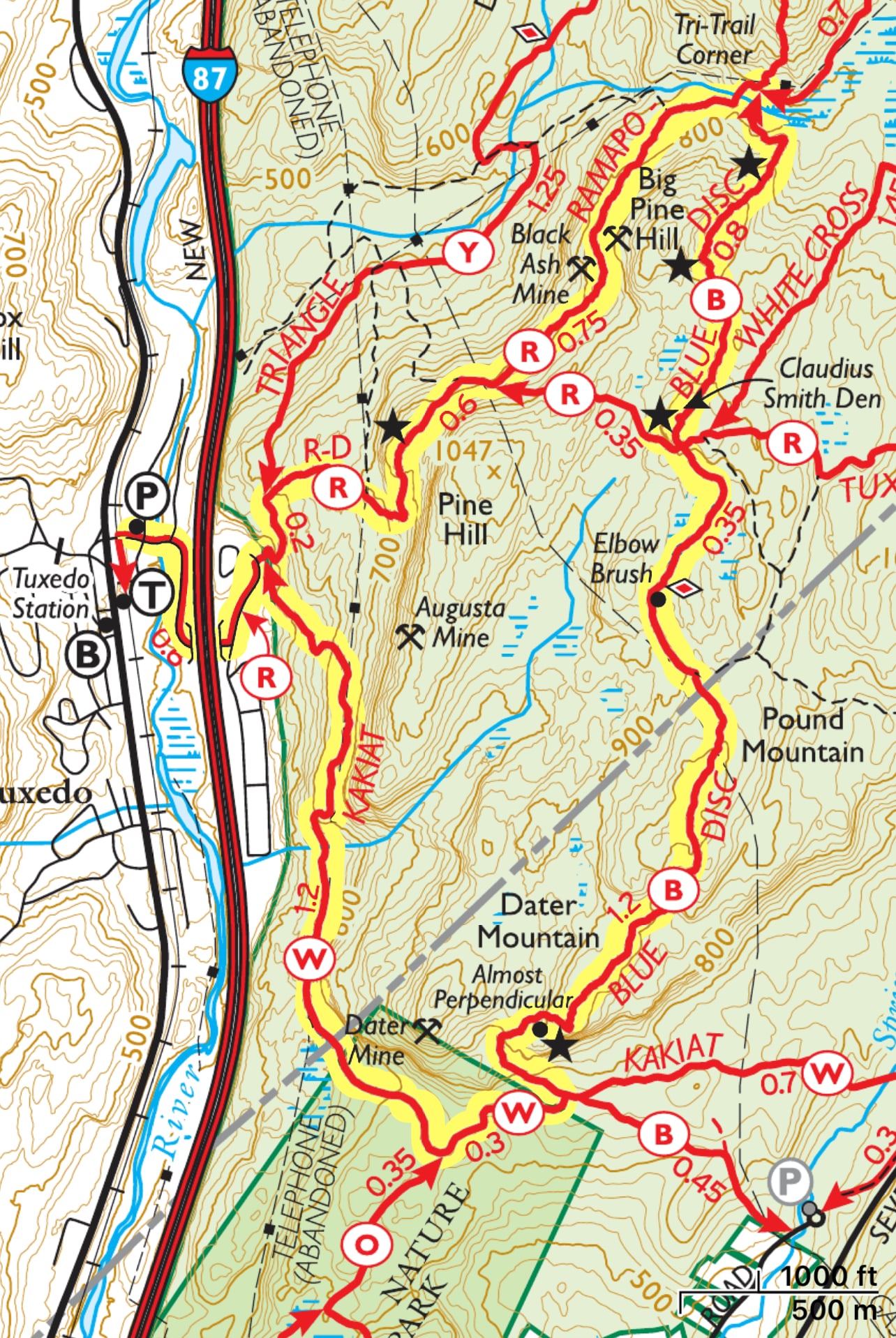 Almost Perpendicular Claudius Smith Den trail map