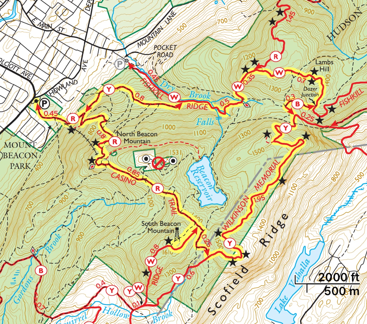 Mount Beacon and Lambs Hill Trail Map