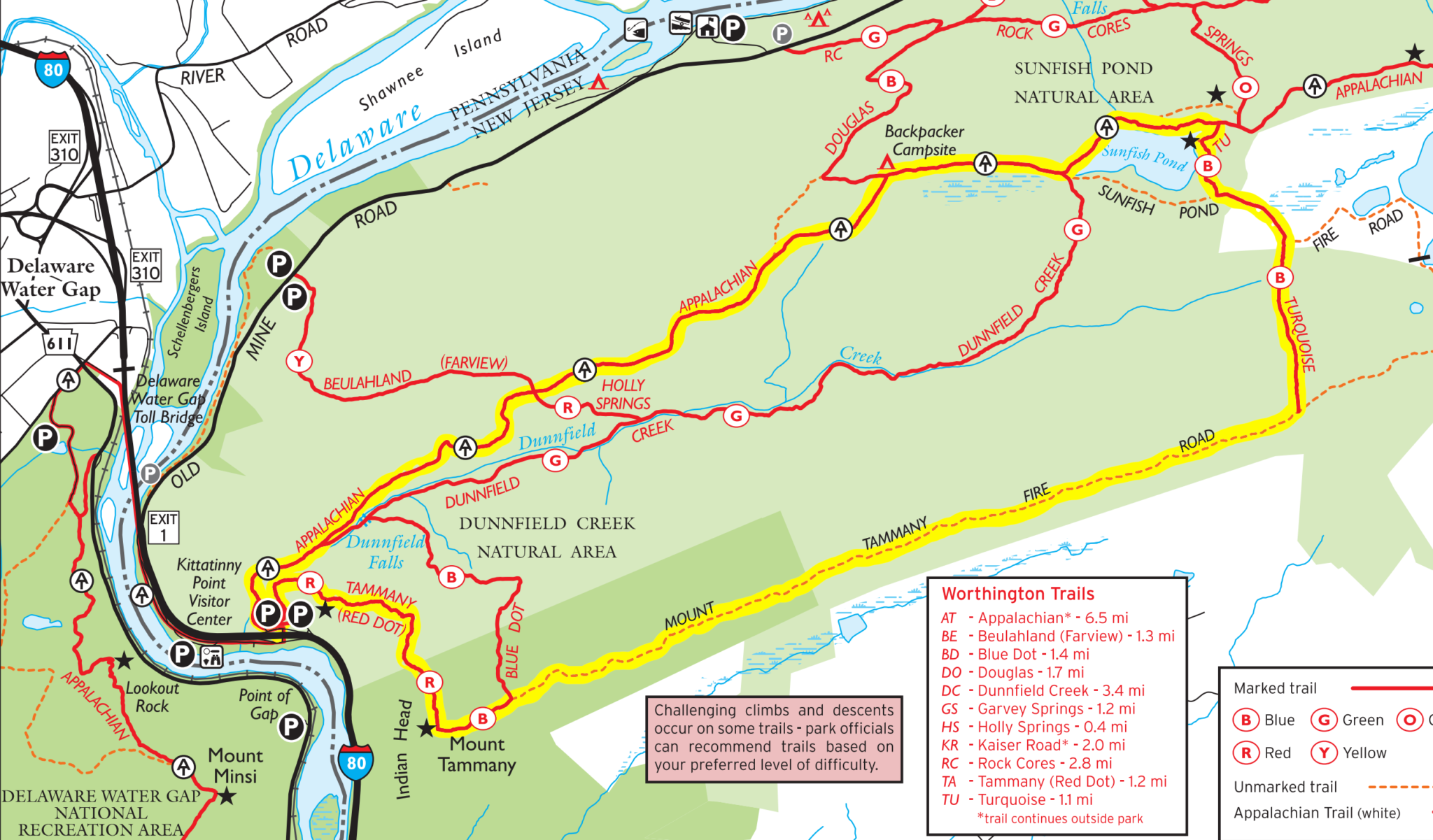 Mt Tammany amp Sunfish Pond Loop - Mt Tammany Sunfish Pond Map 2048x1201