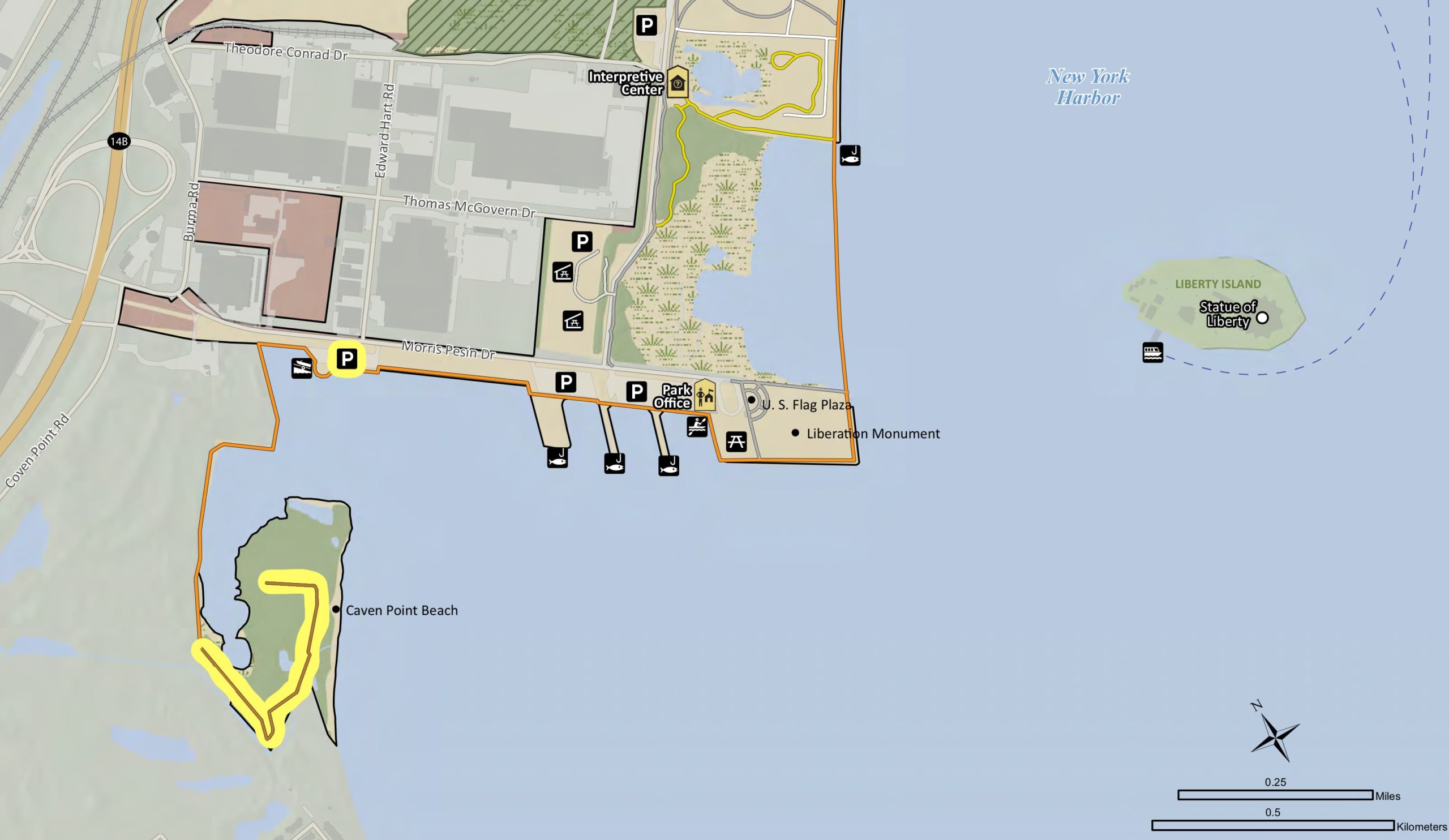 Caven Point area map