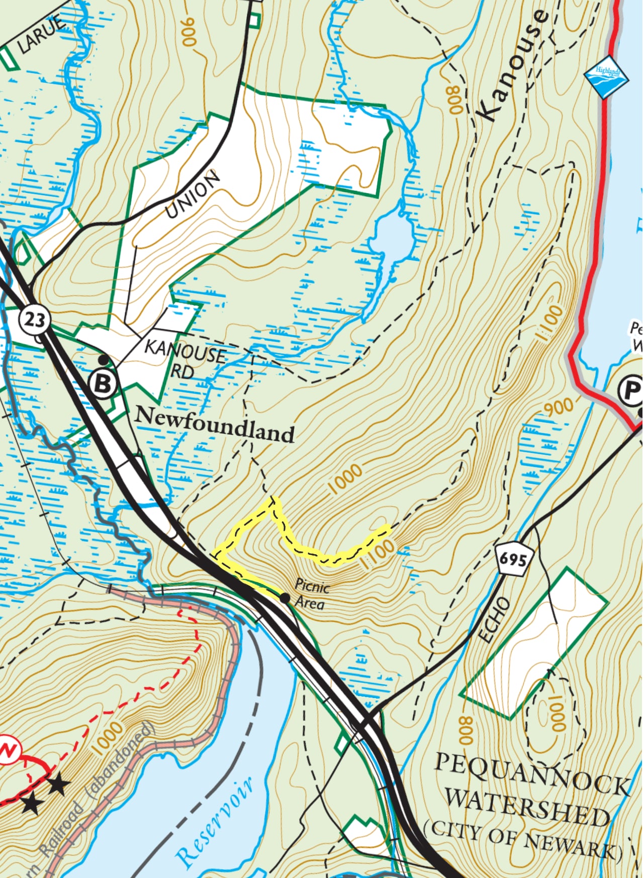 Kanouse Mountain trail map
